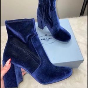 PRADA velvet blue boots